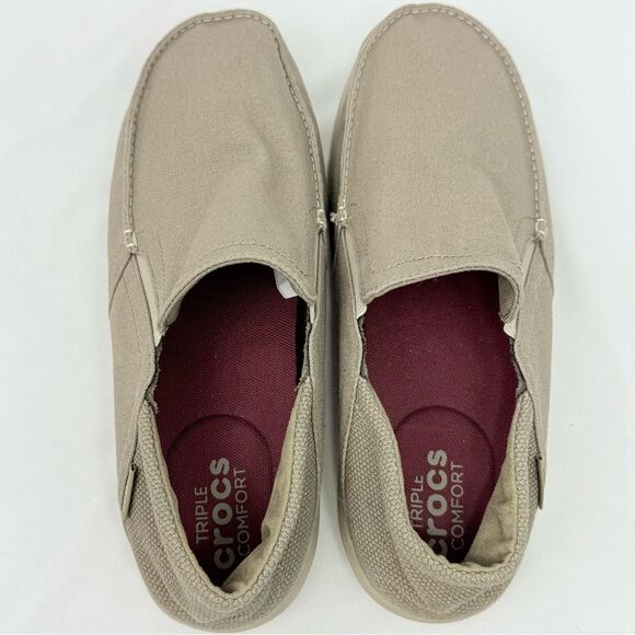 Crocs Tan Canvas Conversion Heel Slip On Deck Boat Loafers - Picture 7 of 12